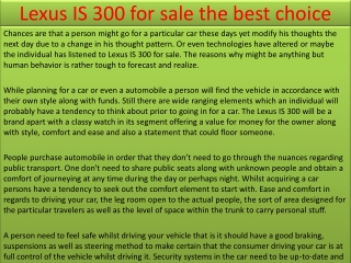 Lexus IS 300 for sale the best choice