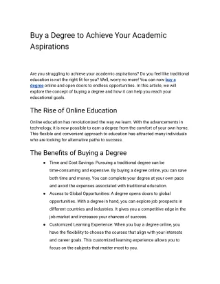 Buy a Degree to Achieve Your Academic Aspirations