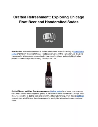 Crafted Refreshment_ Exploring Chicago Root Beer and Handcrafted Sodas