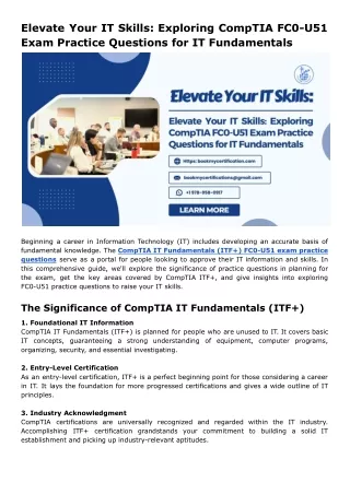 Elevate Your IT Skills: Exploring CompTIA FC0-U51 Exam Practice Questions for IT