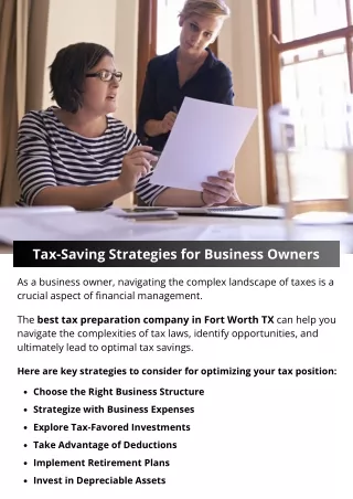 Tax-Saving Strategies for Business Owners