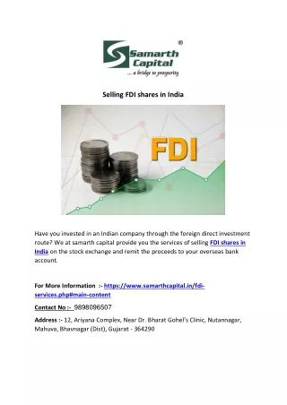 Selling FDI shares in India