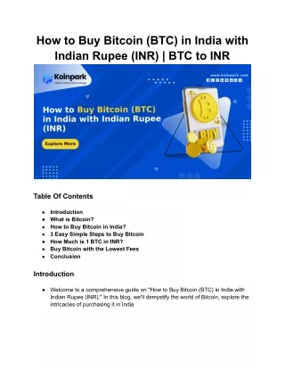 How to Buy Bitcoin (BTC) in India with Indian Rupee (INR)