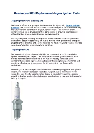 Jaguar Ignition Parts - eEuroparts