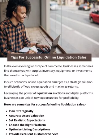 Tips For Successful Online Liquidation Sales