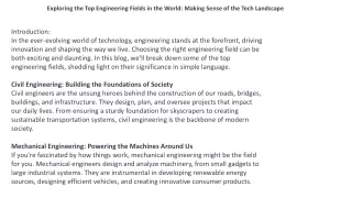 Exploring the Top Engineering Fields in the World: Making Sense of the Tech Land