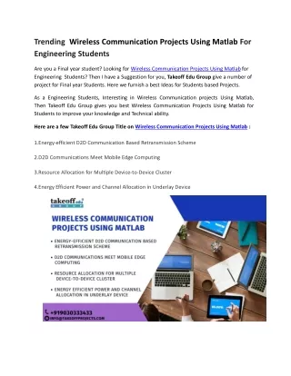 Trending  Wireless Communication Projects Using Matlab For Engineering Students