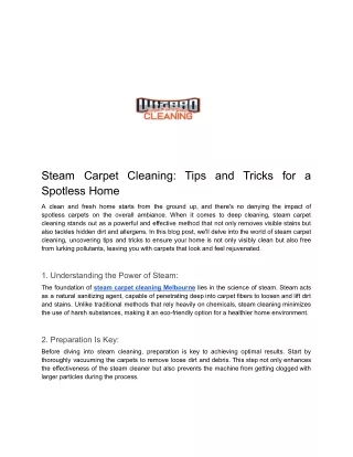 Steam Carpet Cleaning_ Tips and Tricks for a Spotless Home
