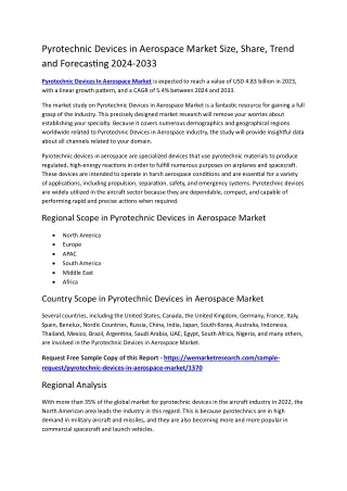 Pyrotechnic Devices in Aerospace Market Size, Share, Trend and Forecasting 2024-