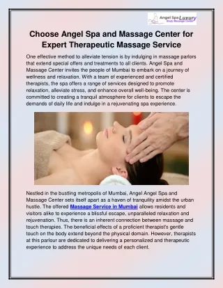 Massage Service in Mumbai