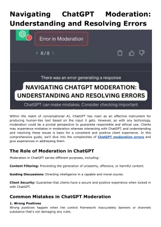 Navigating ChatGPT Moderation: Understanding and Resolving Errors