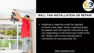 Wall fan installation or repair