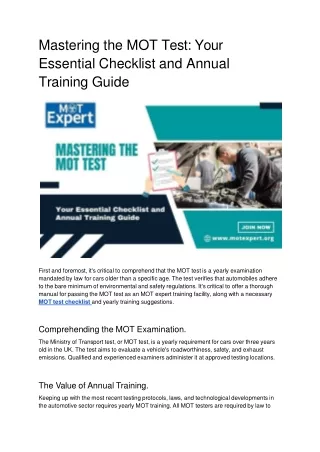 Mastering the MOT Test_ Your Essential Checklist and Annual Training Guide.docx