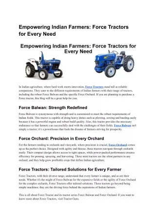 Empowering Indian Farmers_ Force Tractors for Every Need