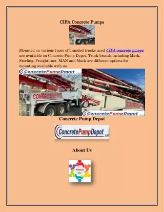 CIFA Concrete Pumps, concretepumpdepot.com