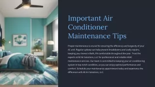 Important Air Conditioner Maintenance Tips