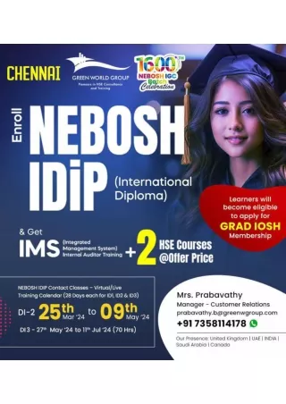 Unlock even more features In HSE Training  NEbosh I dip Course  In Chennai