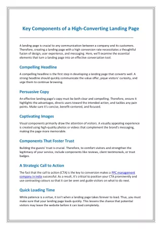 Key Components of a High-Converting Landing Page