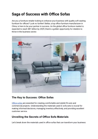 Saga of Success with Office Sofas
