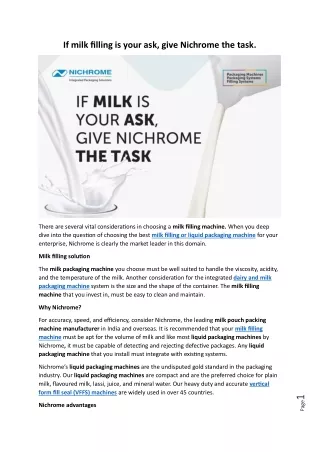 If milk filling is your ask, give Nichrome the task.