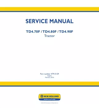 New Holland TD4.90F Tractor Service Repair Manual