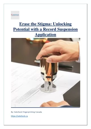 Erase the Stigma: Unlocking Potential with a Record Suspension Application