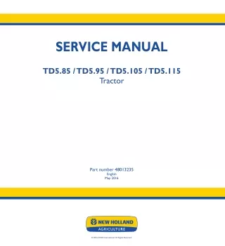 New Holland TD5.105 Tractor Service Repair Manual