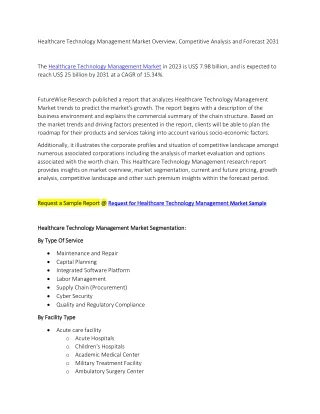 Healthcare Technology Management Market