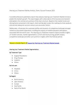 Hearing Loss Treatment Market