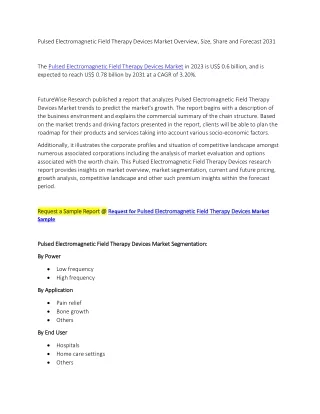 Pulsed Electromagnetic Field Therapy Devices Market