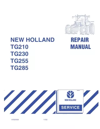 New Holland TG210 Tractor Service Repair Manual