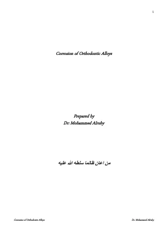 Corrosion of Orthodontic Alloys