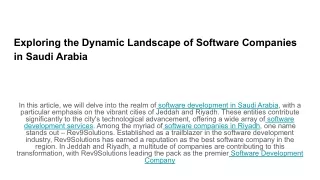 Exploring the Dynamic Landscape of Software Companies in Saudi Arabia