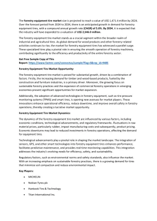 Forestry Equipment Tire Market  Landscape Outlook, Revenue Growth Analysis by Fa