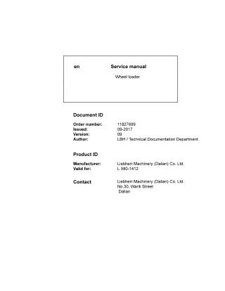 LIEBHERR L580-1412 Wheel Loader Service Repair Manual