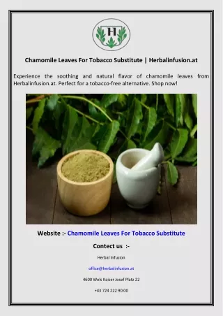 Chamomile Leaves For Tobacco Substitute  Herbalinfusion.at