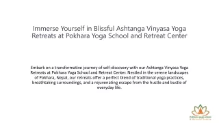 Immerse Yourself in Blissful Ashtanga Vinyasa Yoga Retreats