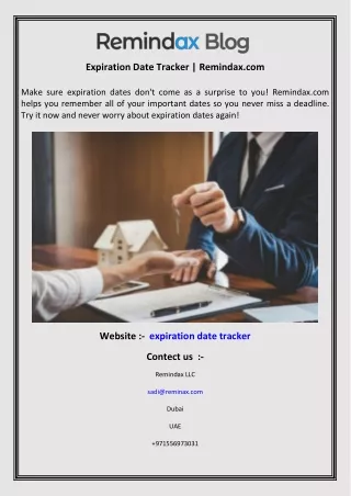 Expiration Date Tracker  Remindax.com
