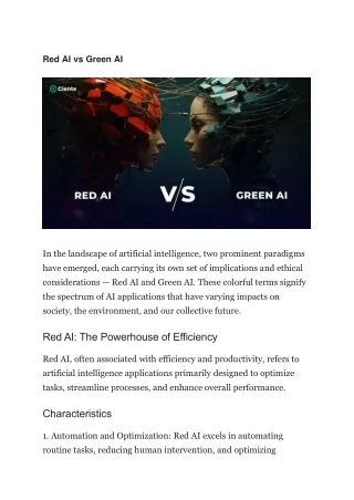 Red AI vs Green AI