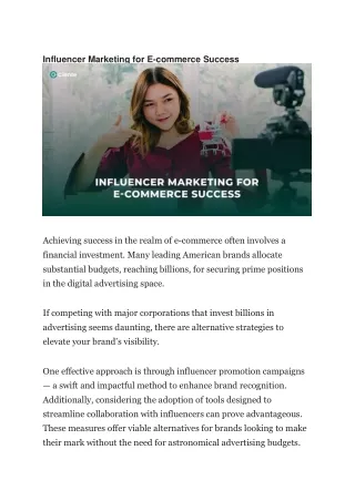 Influencer Marketing for E-commerce Success