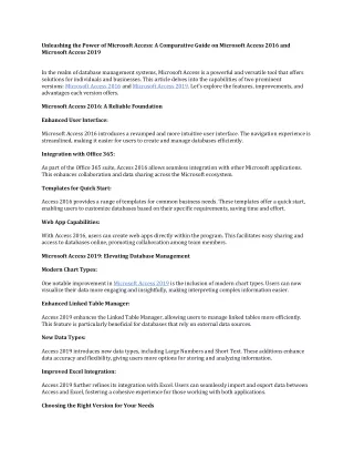 Unleashing the Power of Microsoft Access: A Comparative Guide on Microsoft Acces