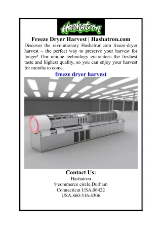 Freeze Dryer Harvest  Hashatron.com