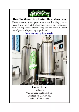 How To Make Live Rosin  Hashatron.com