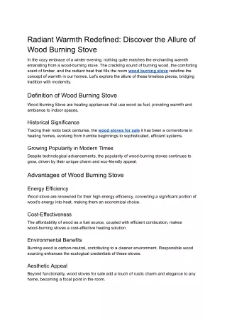 Radiant Warmth Redefined_ Discover the Allure of Wood Burning Stove