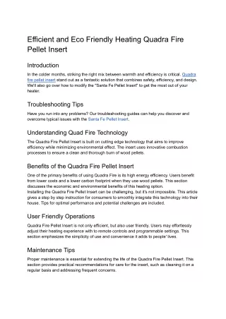 Efficient and Eco Friendly Heating Quadra Fire Pellet Insert