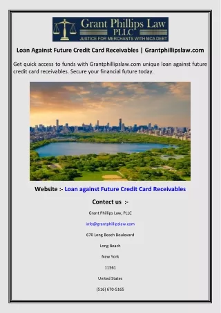 Loan Against Future Credit Card Receivables  Grantphillipslaw.com