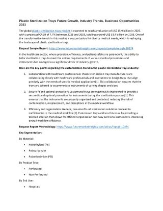 Plastic Sterilization Trays Future Growth, Industry Trends, Business Opportuniti