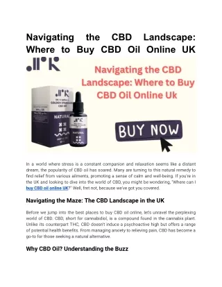 Navigating the CBD Landscape_ Where to Buy CBD Oil Online UK