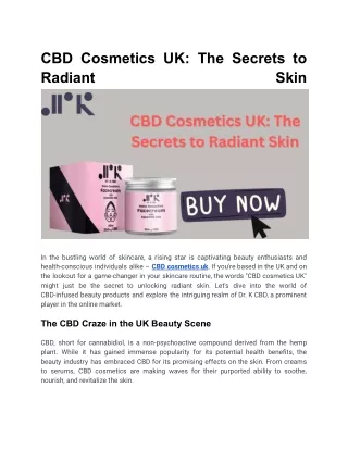 CBD Cosmetics UK_ The Secrets to Radiant Skin