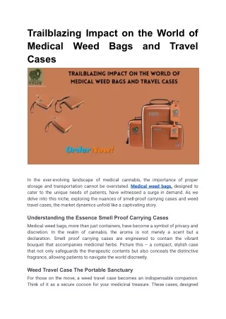 Trailblazing Impact on the World of Medical Weed Bags and Travel Cases